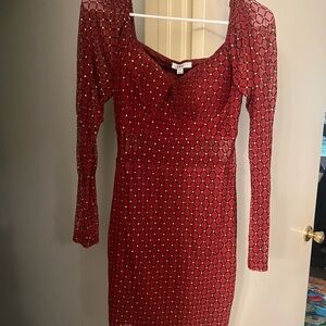 Elegant Red Geometric Pattern Dress